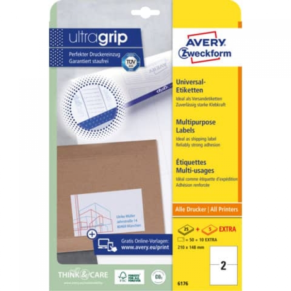 Avery Zweckform Universaletiketten, 210x148mm, 200 Stück, weiß - 6176