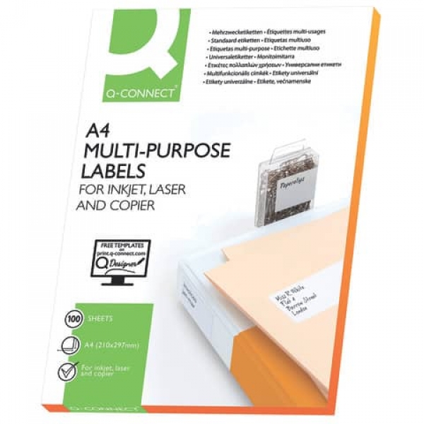 Q-Connect Universaletikett, 210x148,5mm, 200 Stück, weiß - KF10662